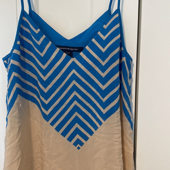 Cream and Blue silk striped tank. French Connection sz xs 6 - Picture 2 of 5